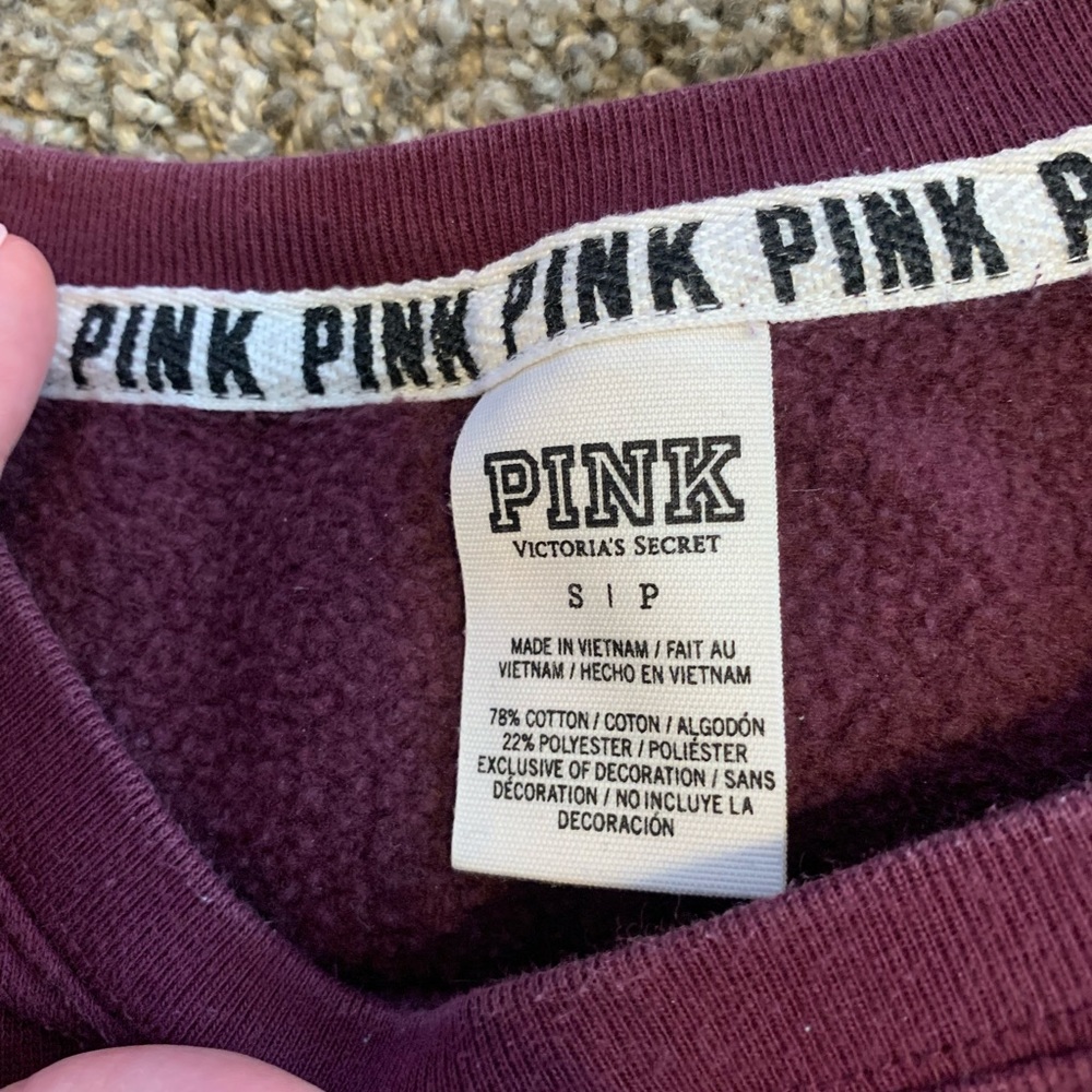 Victoria Secret PINK burgundy crew neck